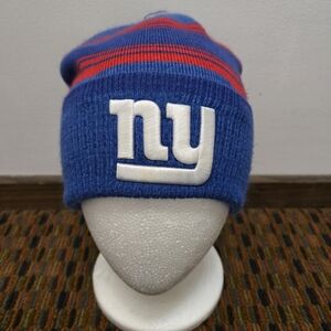47 Brand New York Giants Knit Beanie Hat Blue Red NFL Winter Cap NY Logo